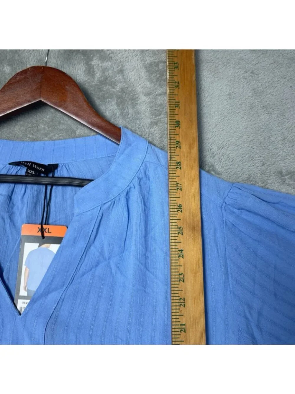 NWT Well Worn Women's XXL Blue Short-Sleeve Split-Neck Tunic Top Viscose G2131